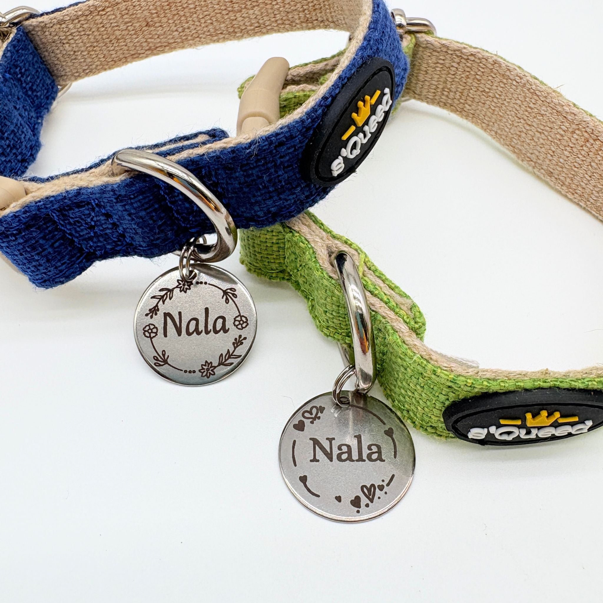 Hundehalsband-Set "Hempy" - Halsband + Leine + gravierte Hundemarke - TierVita