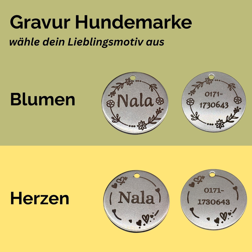 Hundehalsband-Set "Hempy" - Halsband + Leine + gravierte Hundemarke - TierVita