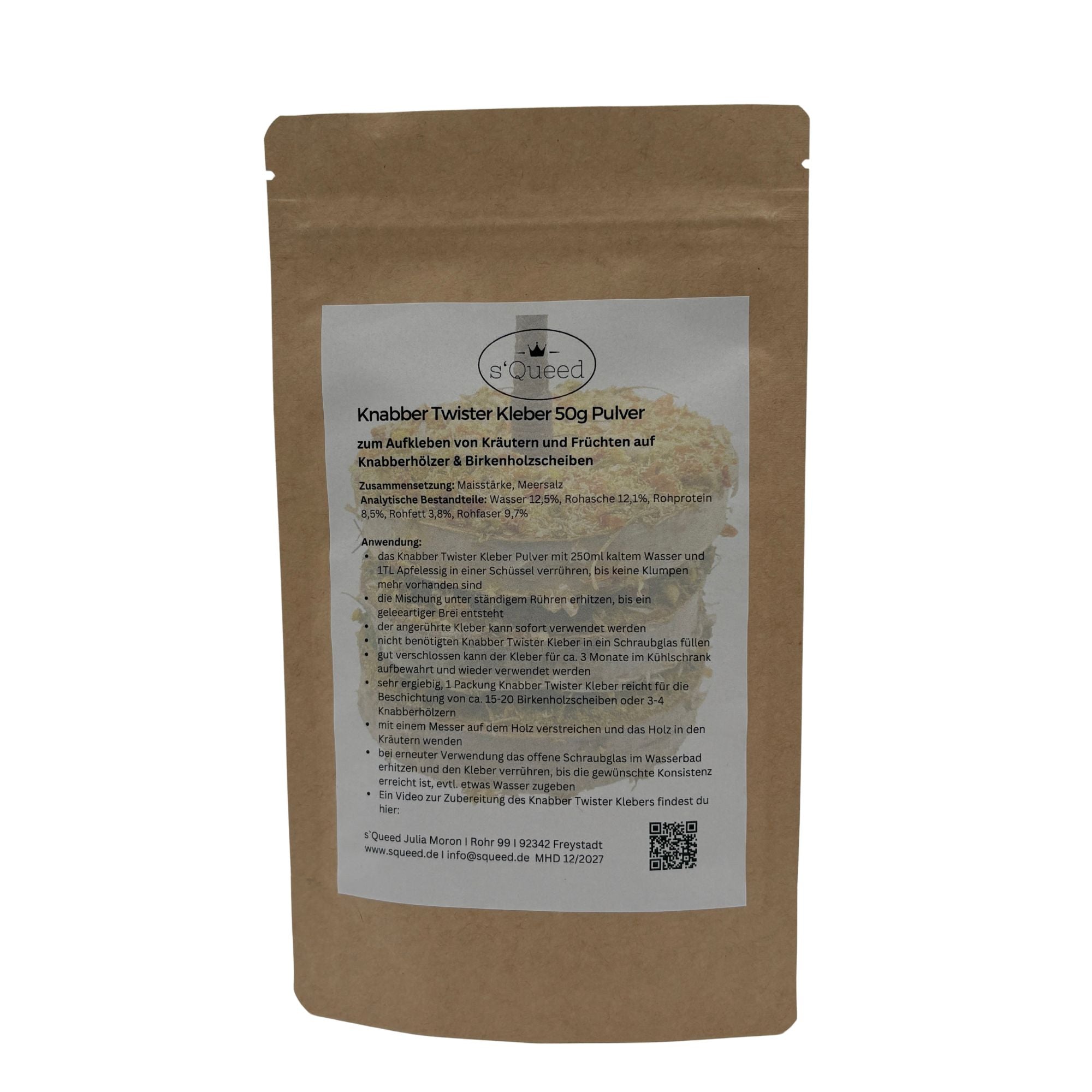 Knabber Twister Kleber 50g zur Beschichtung von Knabber Twister Holzscheiben und Birkenhölzern - TierVita