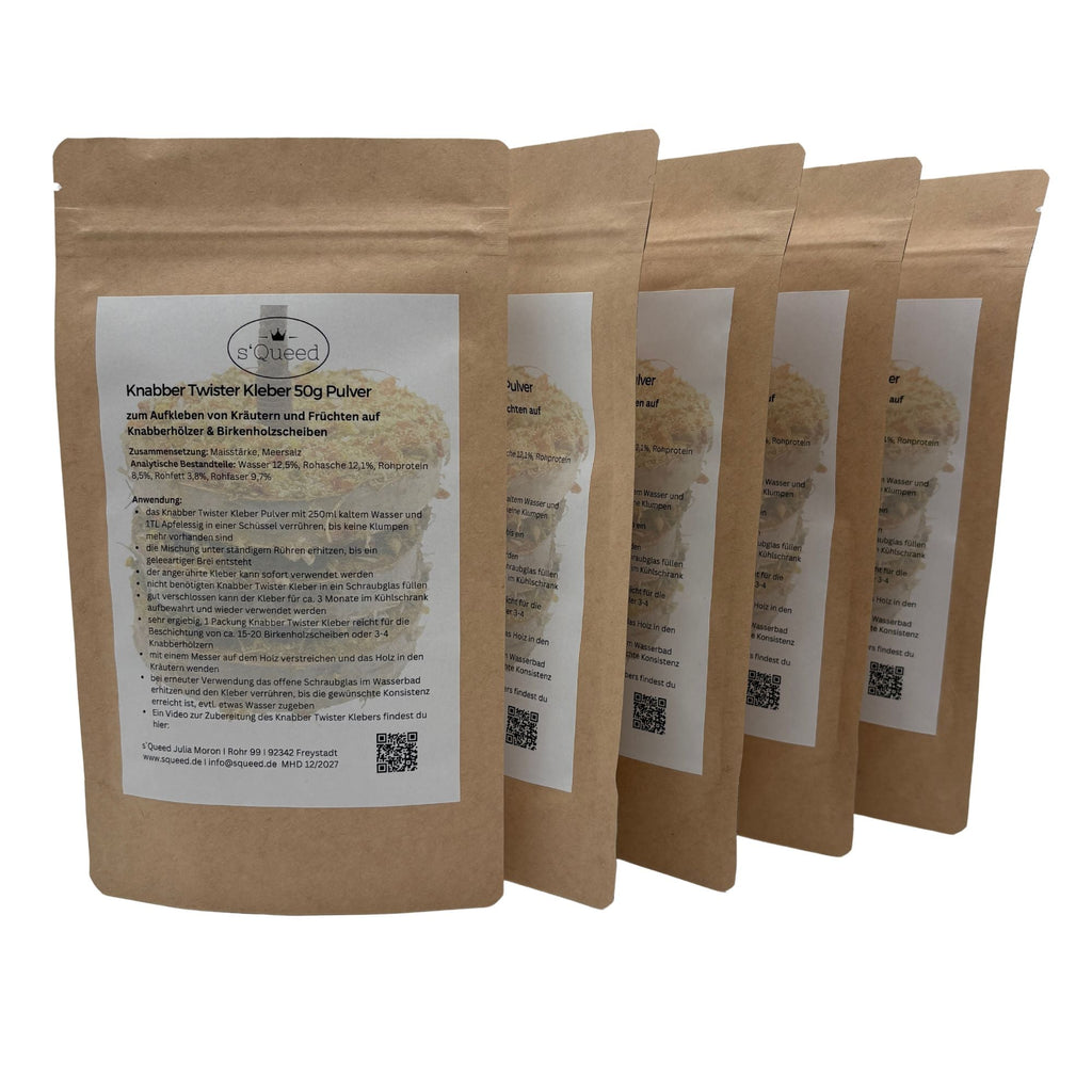 Knabber Twister Kleber 50g für Pferde – DIY Knabberspielzeug Beschichtung