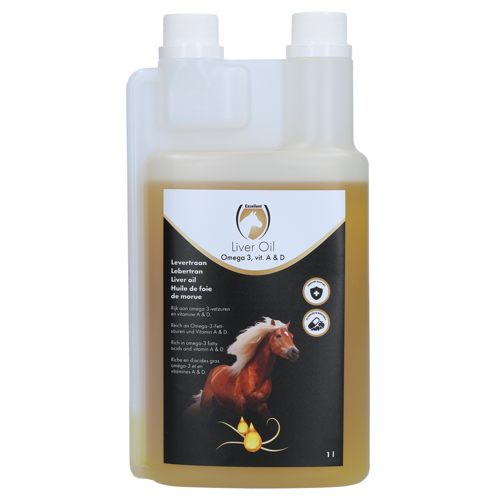 Excellent Horse Lebertranöl – Omega-3, Vitamin A & D für Pferde, 1 l