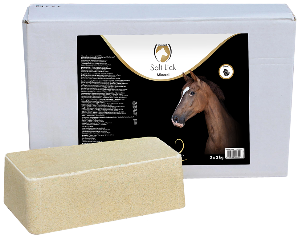 Excellent Horse Salt Lick Mineral – Mineralischer Leckstein für Pferde, 3 x 2 kg