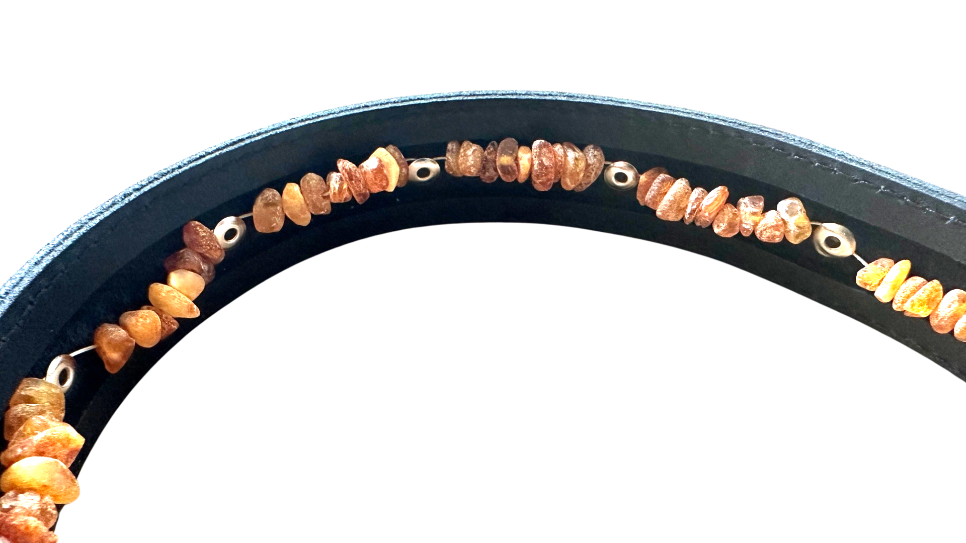 Hunde Lederhalsband mit integrierter Bernsteinkette - TierVita