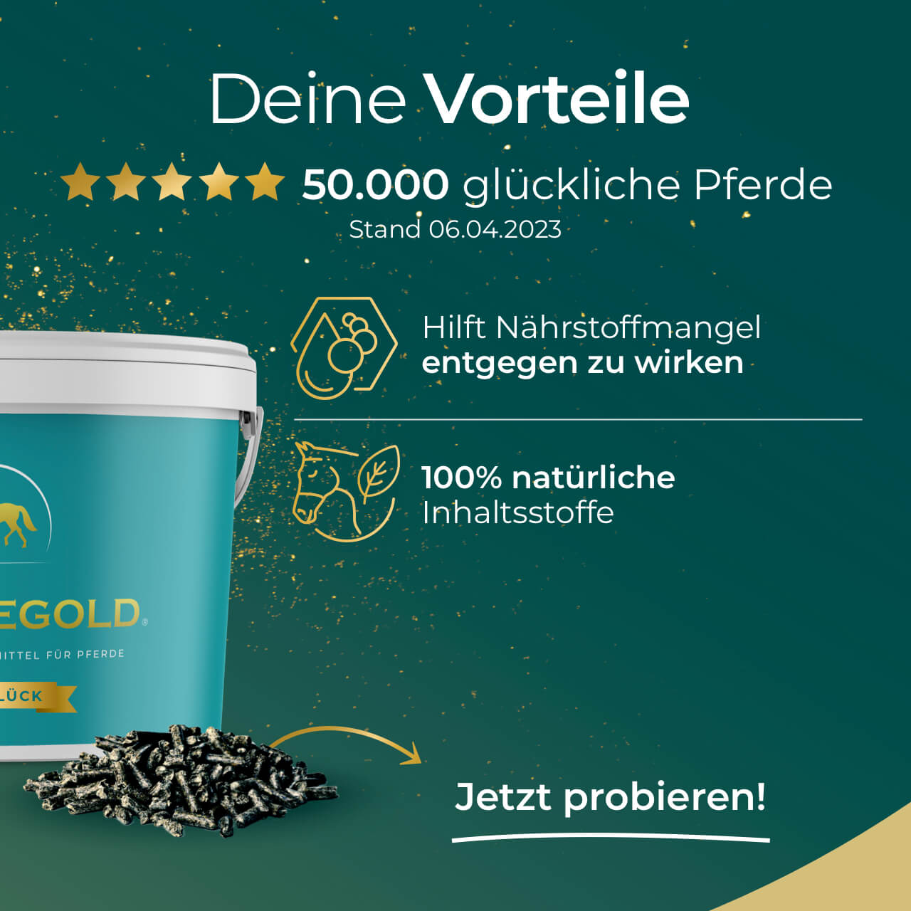 Pferdegold® Atemglück – Ergänzungsfutter für gesunde Atemwege beim Pferd