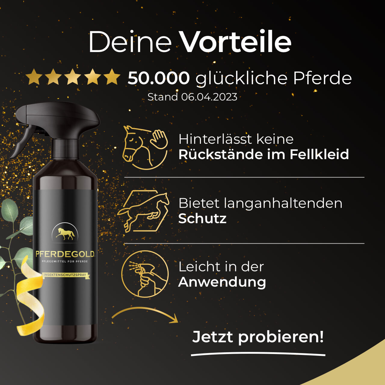 Pferdegold® Insektenschutzspray – Bremsenspray für Pferde 500 ml