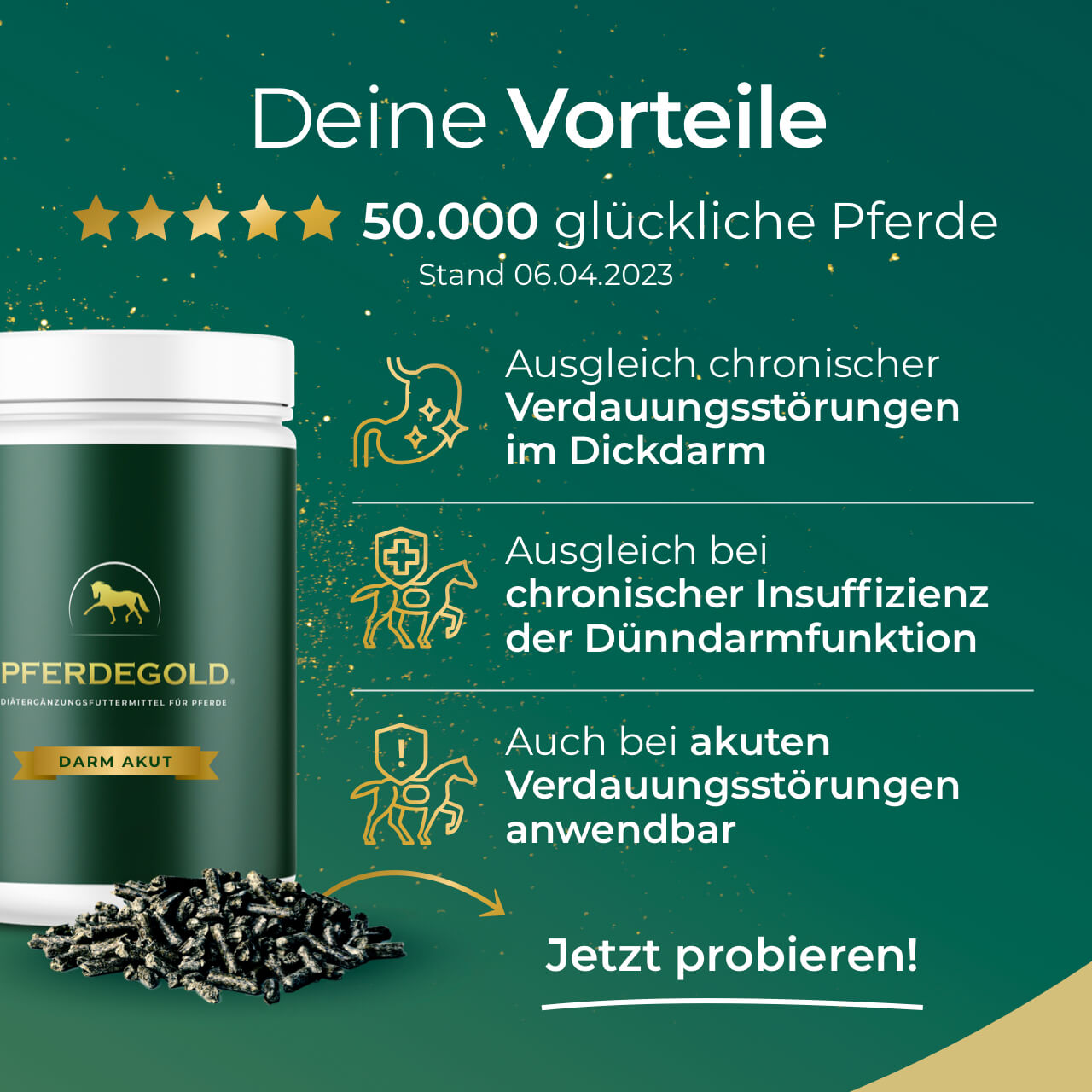 Pferdegold® Darm Akut – Ergänzungsfutter für die Verdauung des Pferdes 750 g