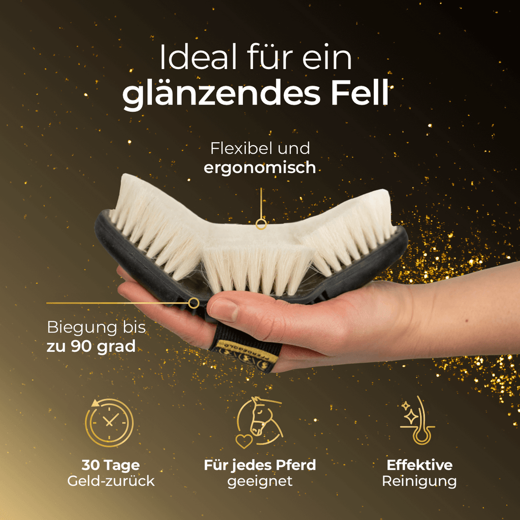 Pferdegold® Glanzbürste – Fellpflegebürste für glänzendes Pferdehaar
