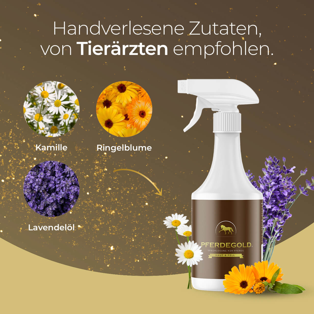 Pferdegold® Haut & Fell Spray – Fellpflege-Spray für Pferde 1 L