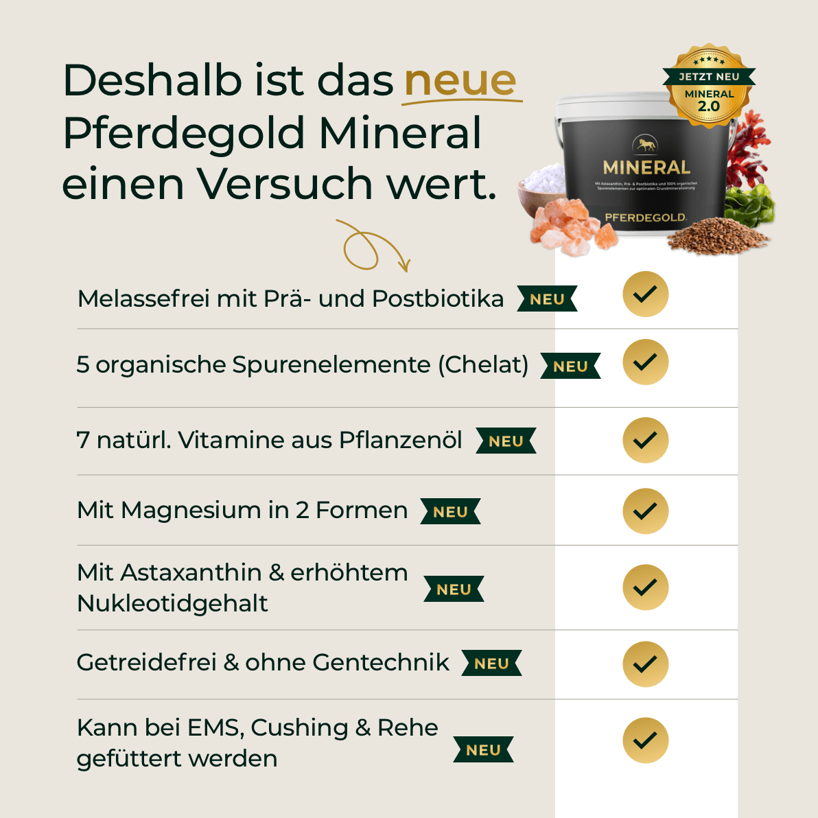 Pferdegold® Mineral 2.0 – Mineralfutter für Pferde mit Spurenelementen & Omega 3