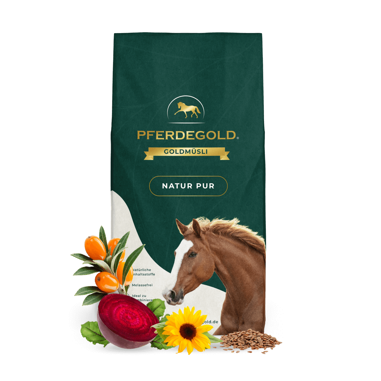Pferdegold® Goldmüsli® Natur Pur – Getreidefreies Müsli für Pferde jeden Alters