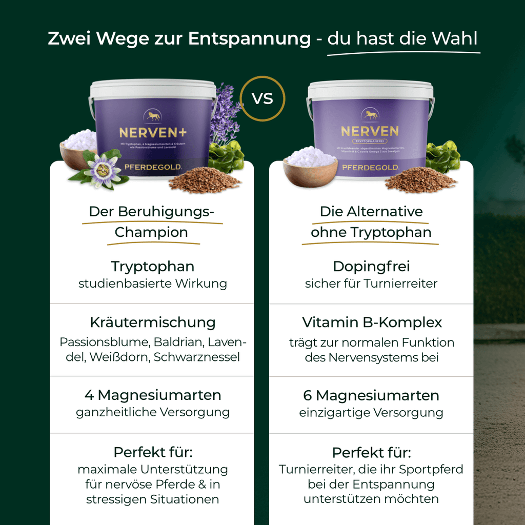 Pferdegold® Nerven+ mit Tryptophan – Ergänzung für nervöse Pferde