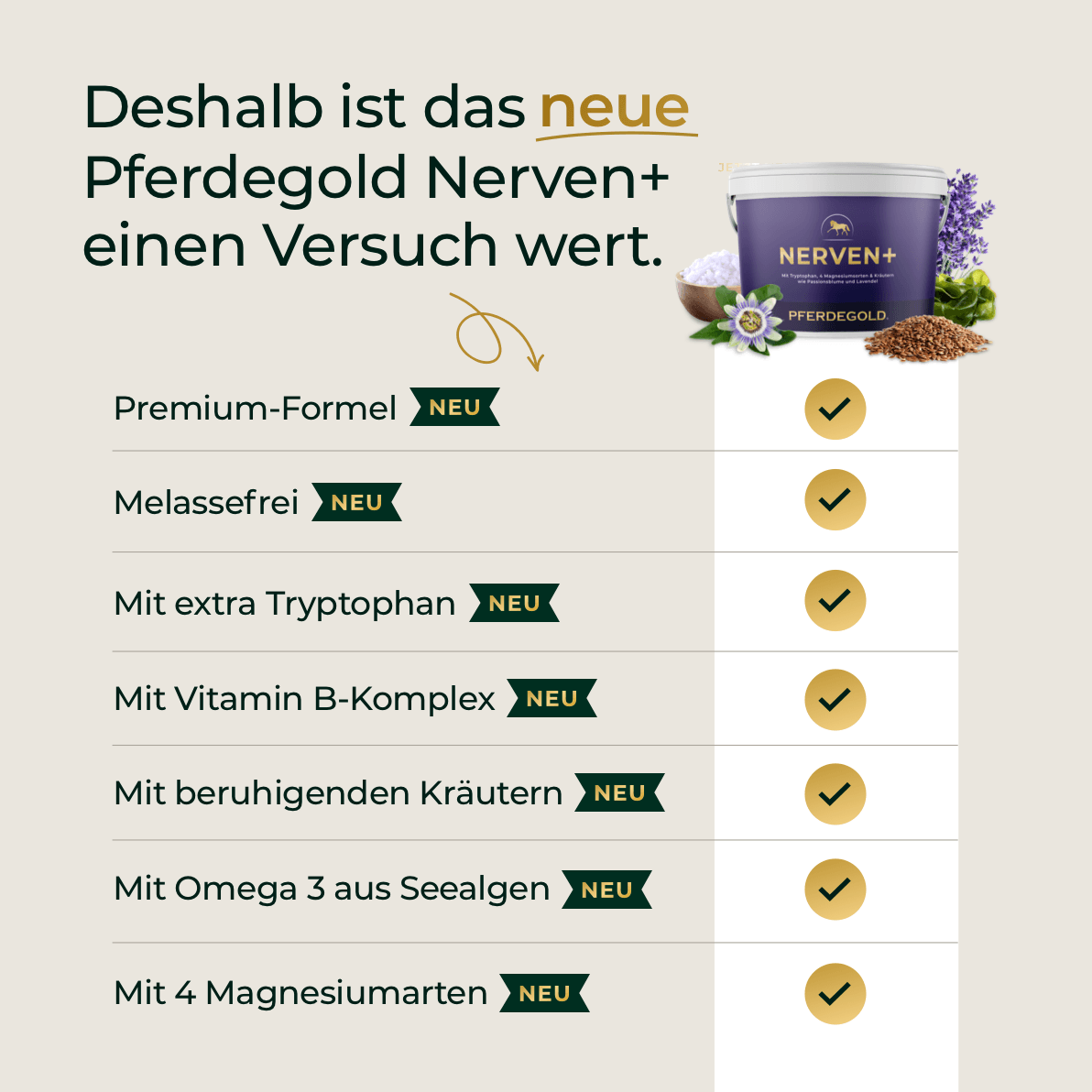 Pferdegold® Nerven+ mit Tryptophan – Ergänzung für nervöse Pferde