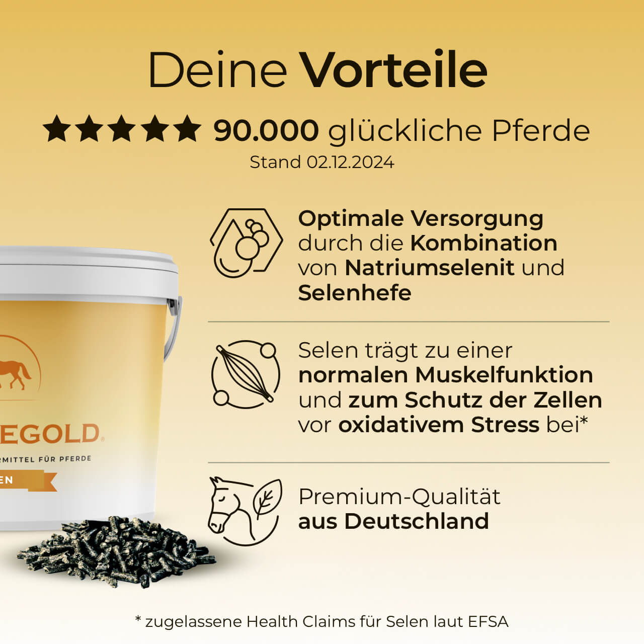 Pferdegold® Selen – Dual-Selen-Formel Ergänzungsfutter für Pferde 1,5 kg