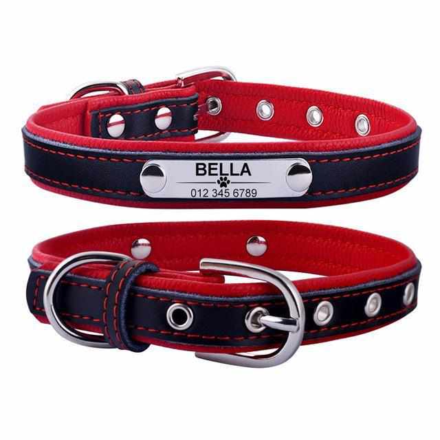 Personalisiertes dunkles Hundehalsband mit Namen graviert