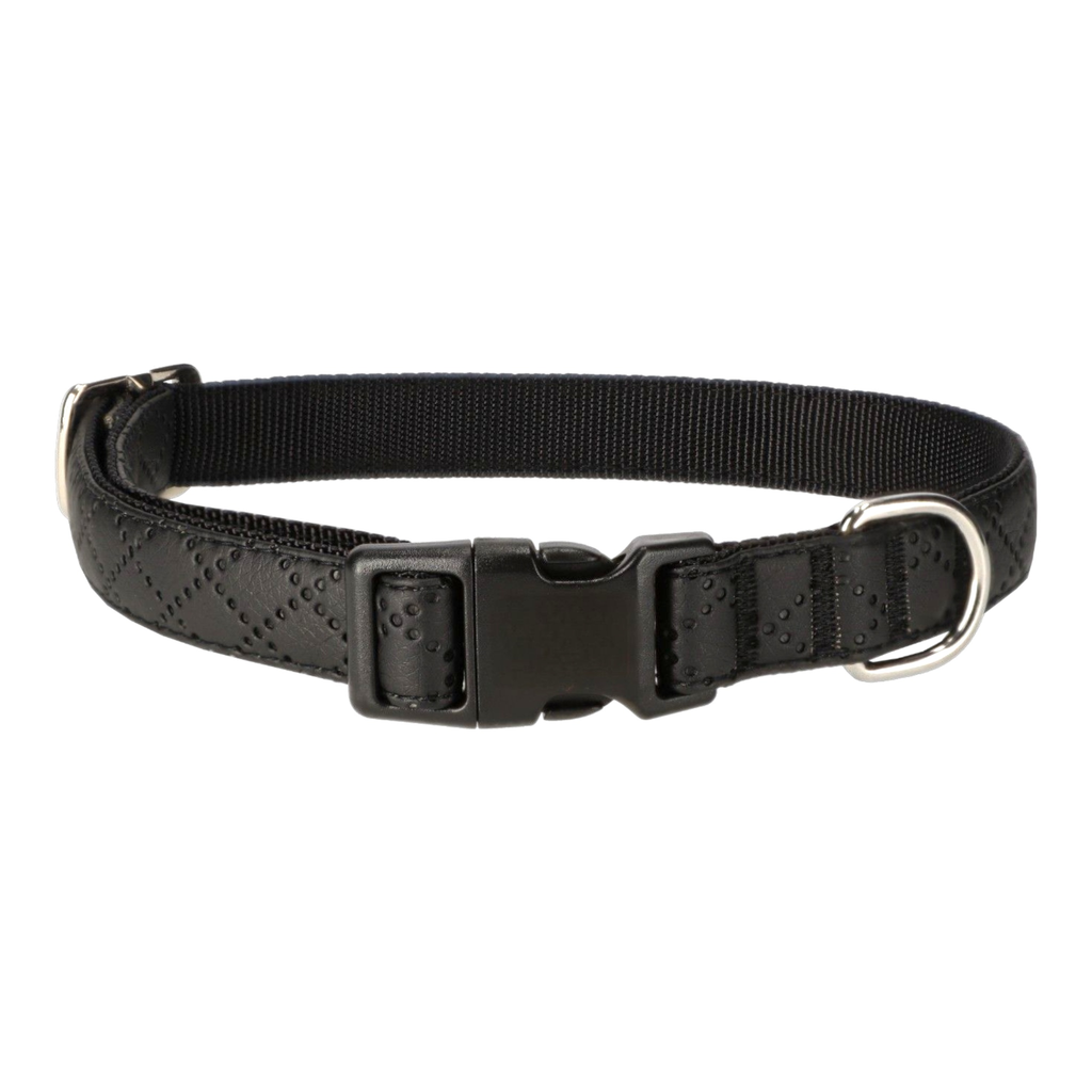 Halsband Schwarz Aus Nylon Längenverstellbar Im Rautendesign - TierVita