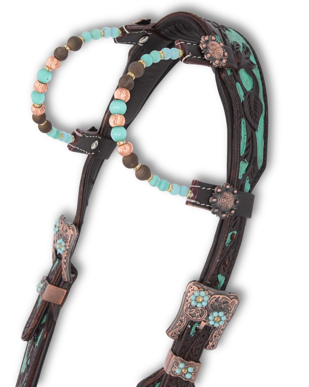 Zweiohr Super Soft anatomische Westerntrense Türkis mit Perlen-Earloop, dunkelbraun,