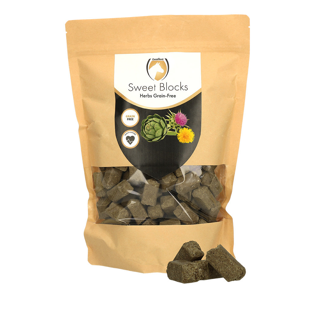 Excellent Horse Sweet Blocks Grain-Free Kräuter – Getreidefreie Pferde-Leckerlis 1 kg