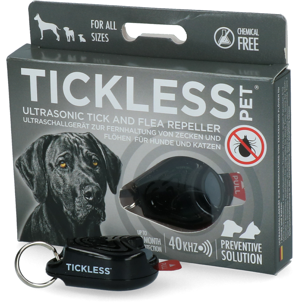 Tickless Pet Ultraschall Zeckenschutz für Hunde & Katzen – 6 Monate | Schwarz