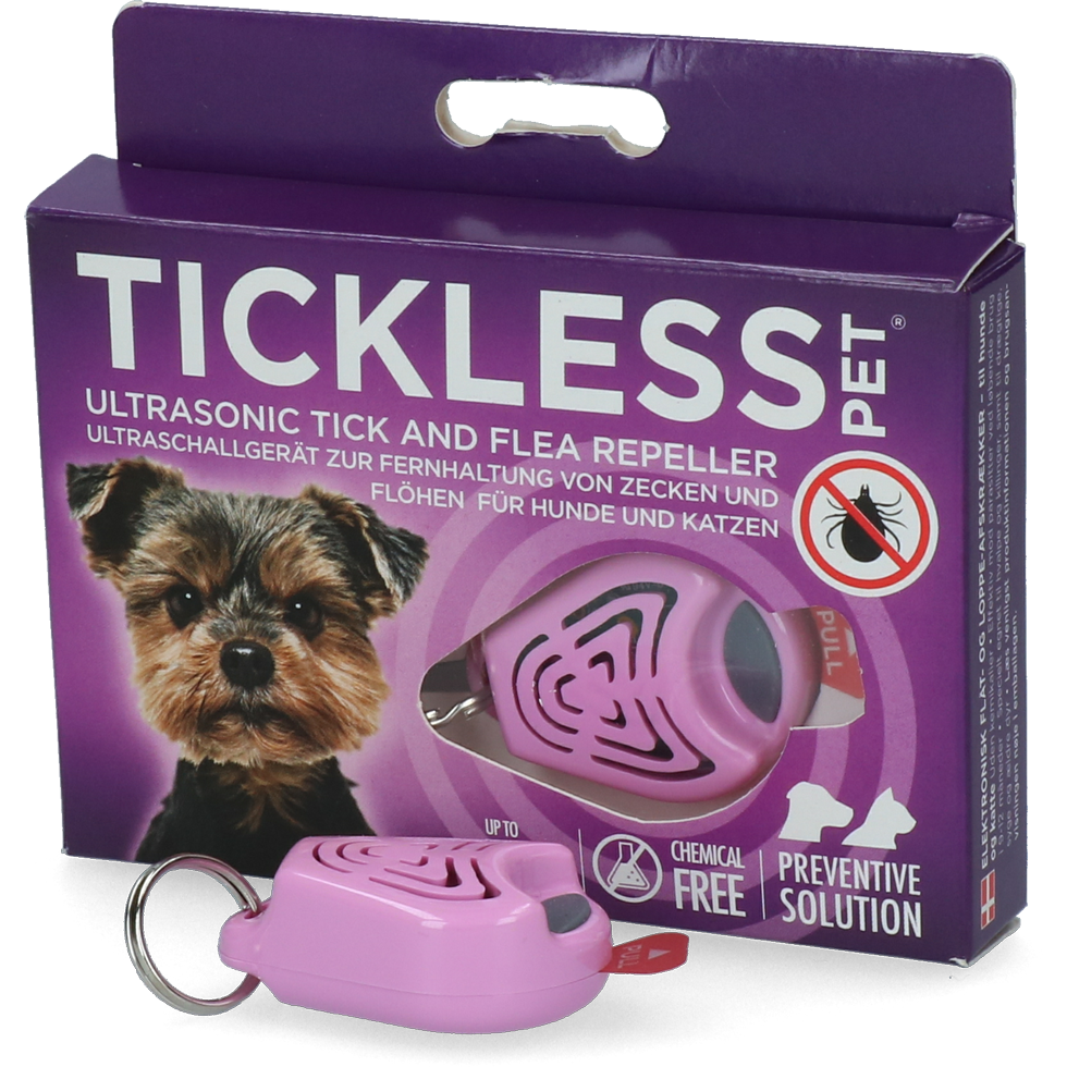 Tickless Pet Ultraschall Zeckenschutz für Hunde & Katzen – 6 Monate | Rosa