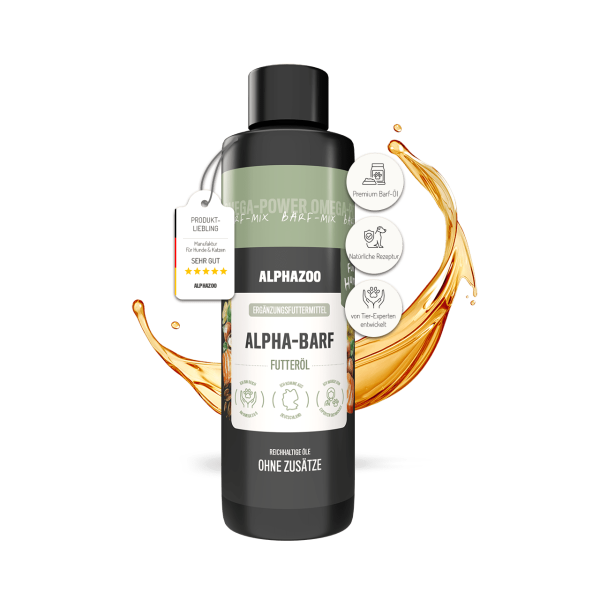 Alpha-Barf Futteröl für Hunde – Lein, Lachs, Nachtkerze & Argan kaltgepresst