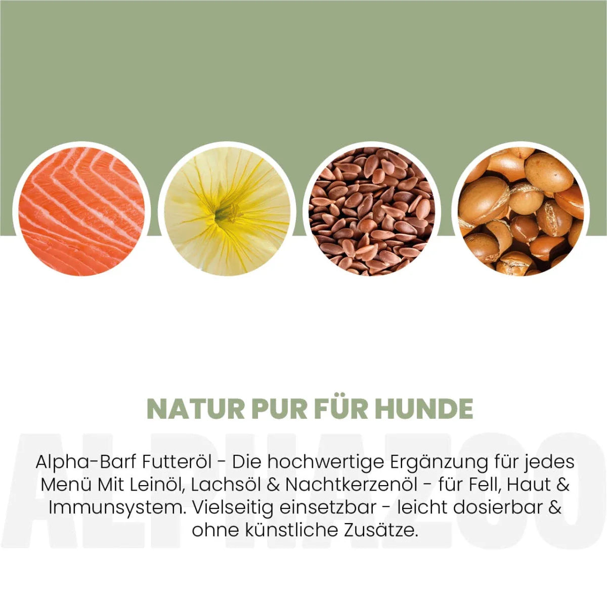 Alpha-Barf Futteröl für Hunde – Lein, Lachs, Nachtkerze & Argan kaltgepresst