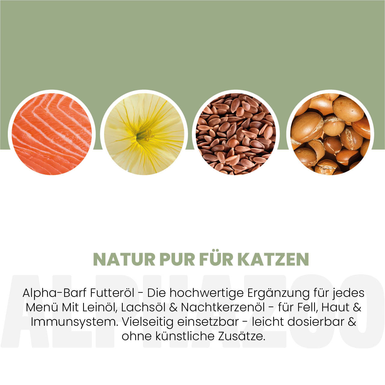 Alpha-Barf Futteröl für Katzen – Lein, Lachs, Nachtkerze & Argan kaltgepresst
