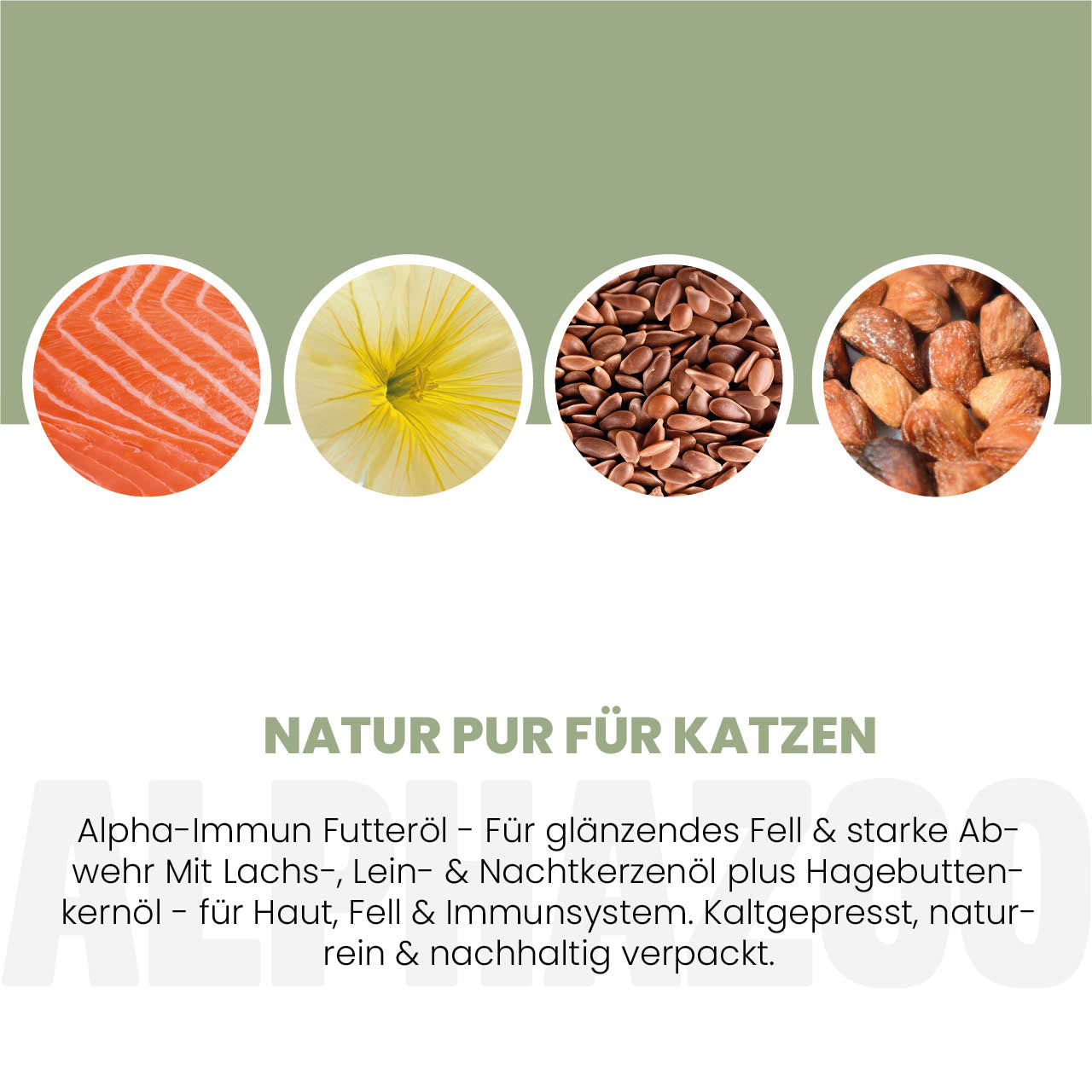 Alpha-Immun Futteröl für Katzen – Lachs, Lein, Nachtkerze & Hagebutte kaltgepresst