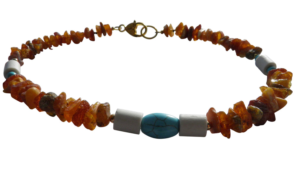 amberdog Hunde Bernsteinkette mit EM-Keramik Howlith Länge 45cm - TierVita