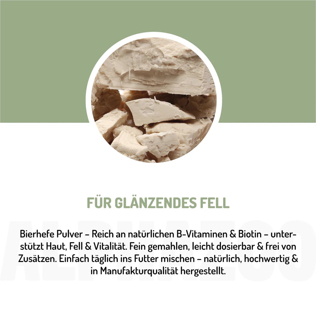 Bierhefe Pulver für Hunde & Katzen – natürliche B-Vitamine & Biotin für Fell & Haut