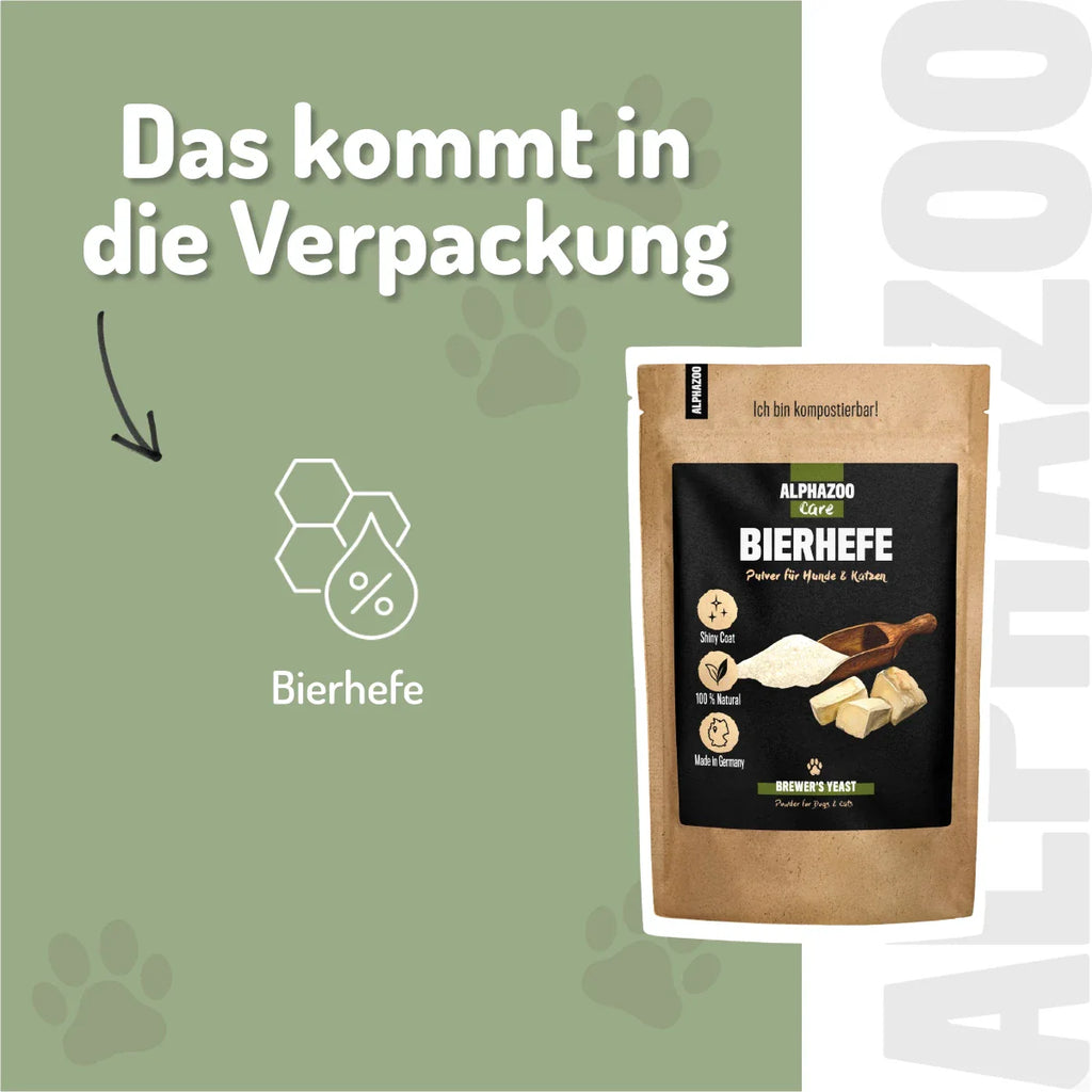 Bierhefe Pulver für Hunde & Katzen – natürliche B-Vitamine & Biotin für Fell & Haut
