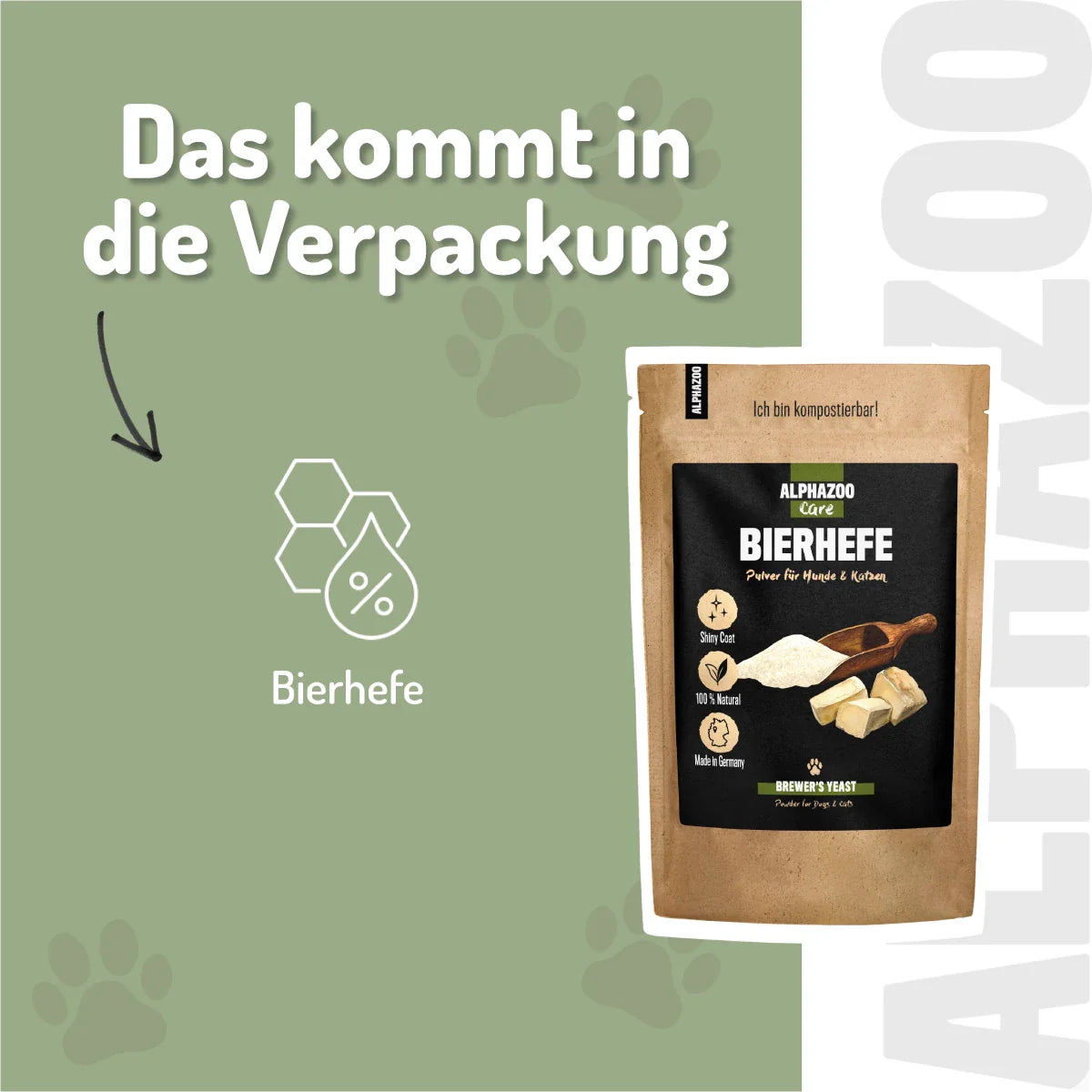 Bierhefe Pulver für Hunde & Katzen – natürliche B-Vitamine & Biotin für Fell & Haut