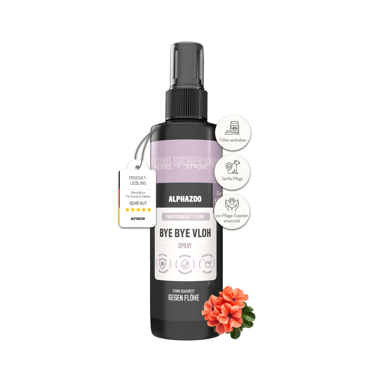 ByeByeVloh Flohspray für Hunde – pflanzlich mit Geraniol, Lavendel & Eukalyptus