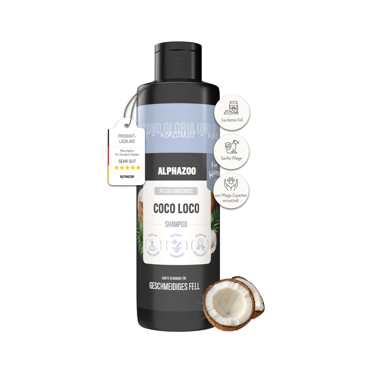 Coco Loco Shampoo für Hunde – mit Kokosnuss, parabenfrei & silikonfrei