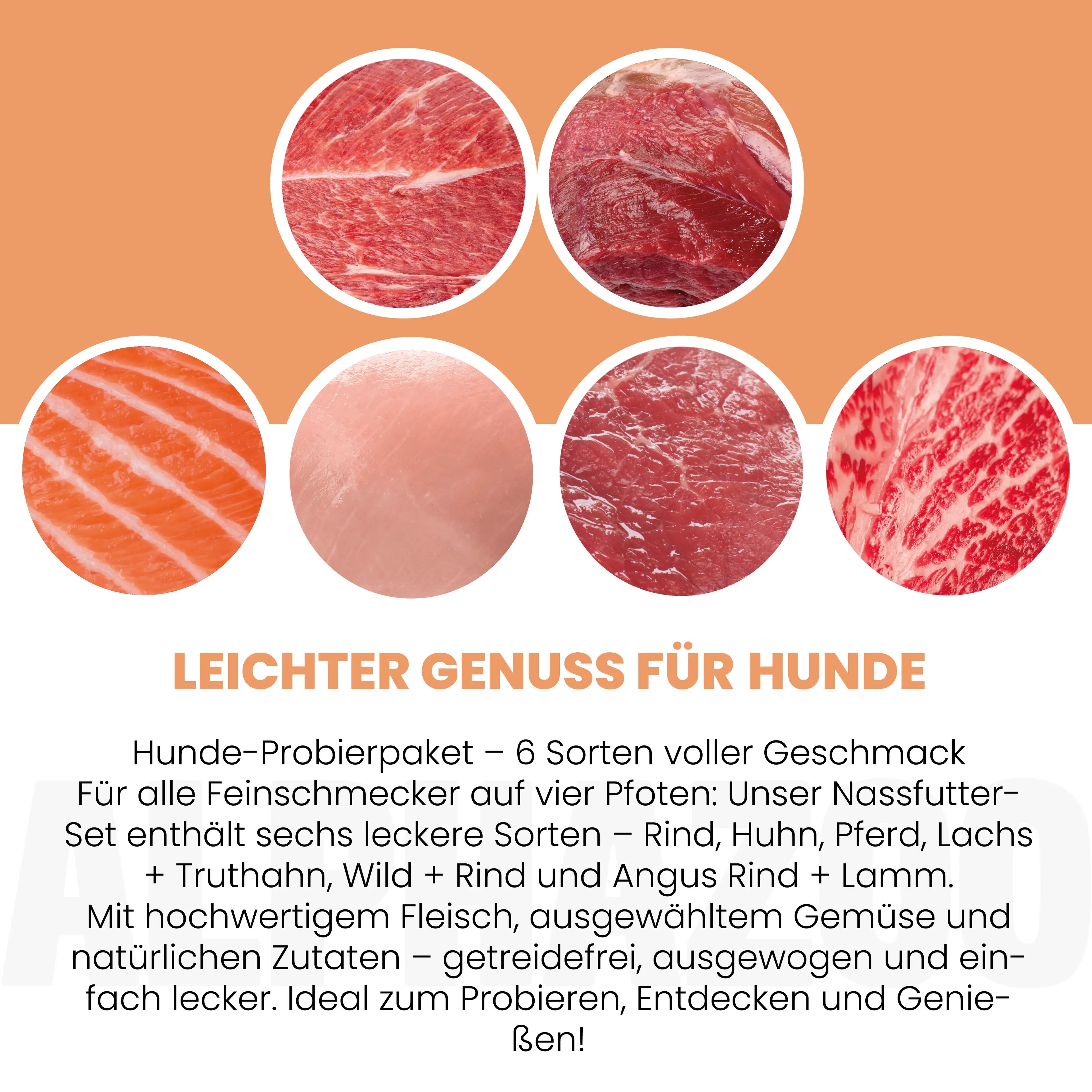 Probierschmaus Hund – 6 Sorten Nassfutter, Mono- & Duoprotein, getreidefrei