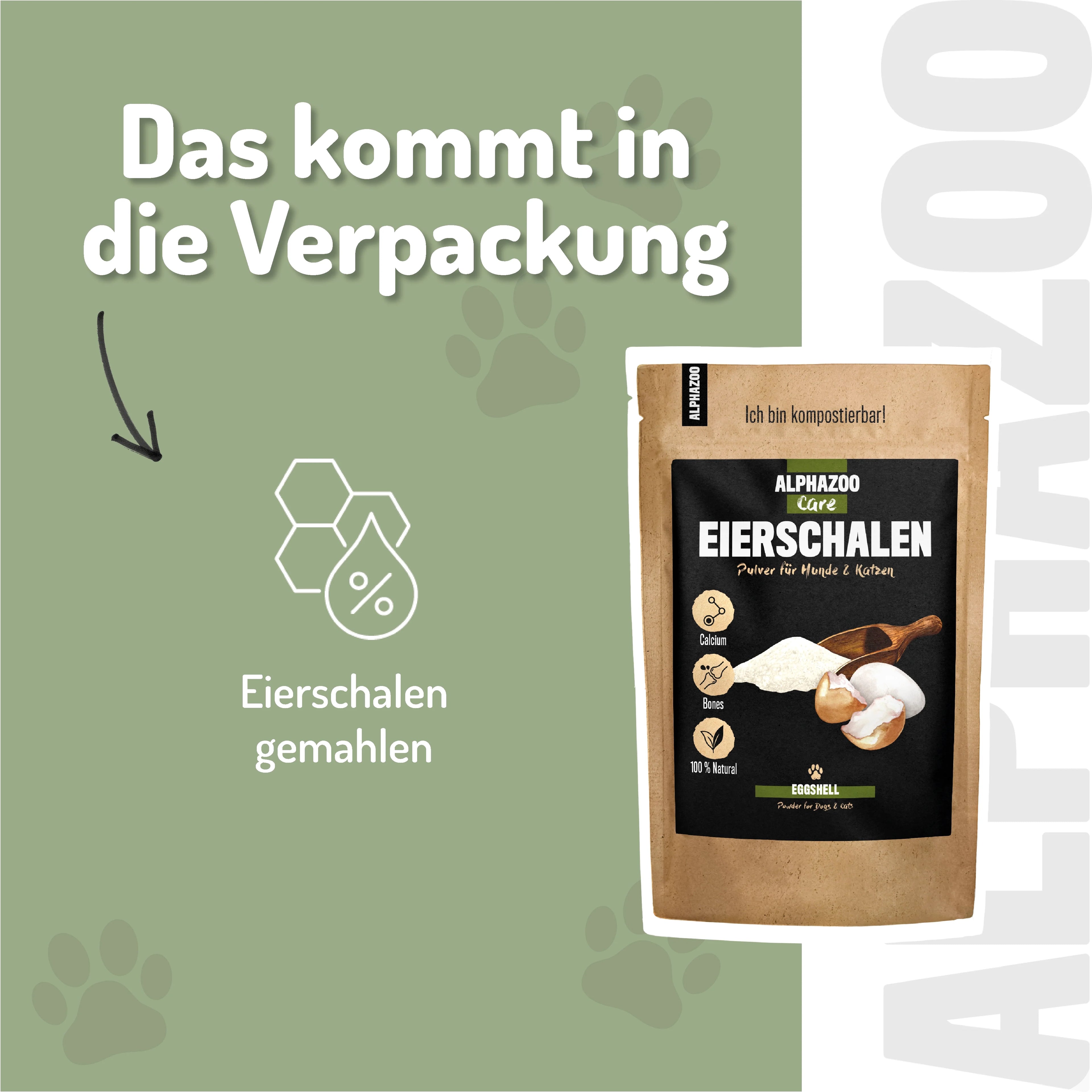 Eierschalenpulver für Hunde & Katzen – 36% Kalzium, ideal zum Barfen