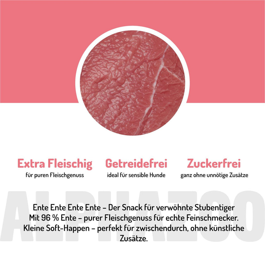 Ente Ente Ente Ente – Softsnack für Katzen, 96% Ente, getreidefrei