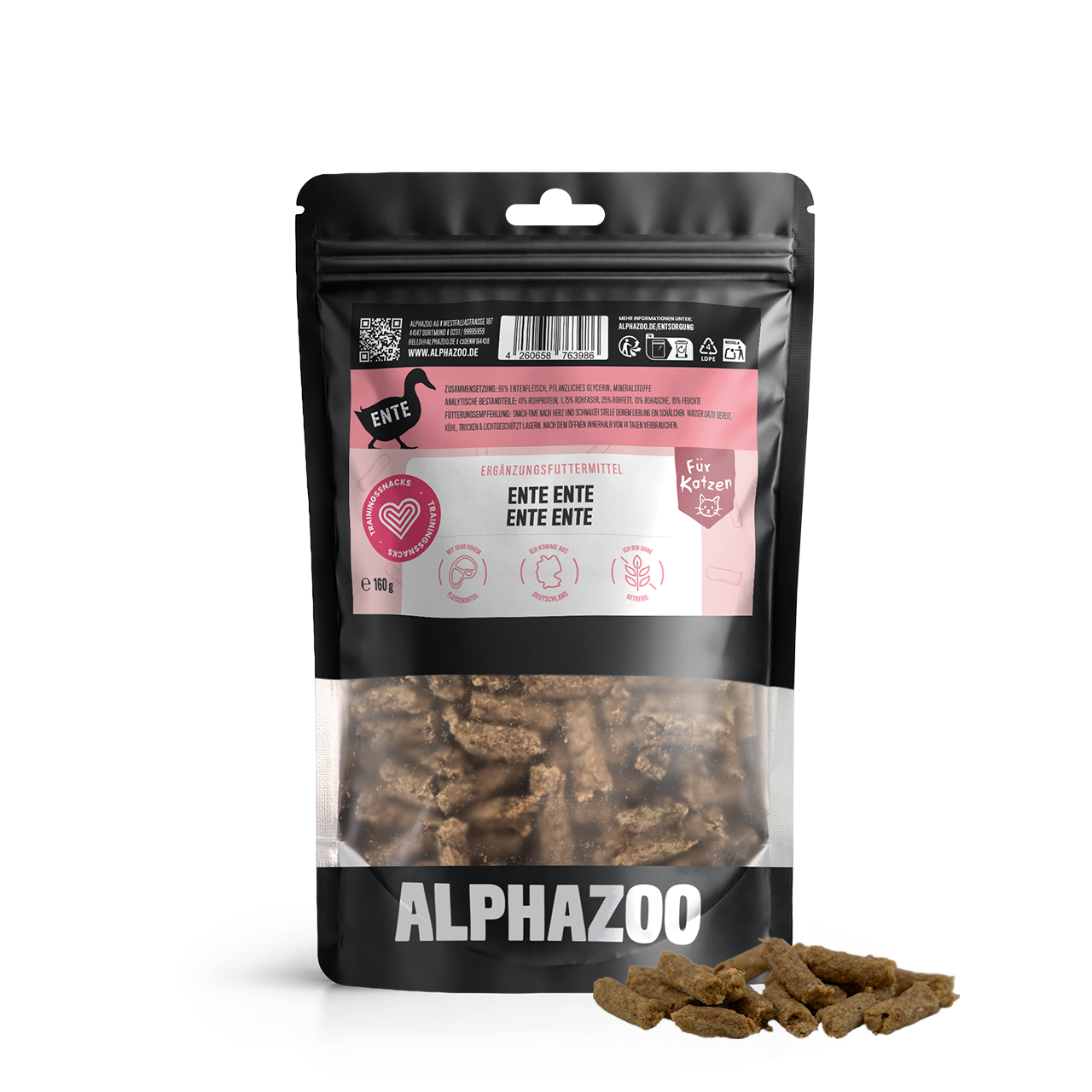 Ente Ente Ente Ente – Softsnack für Katzen, 96% Ente, getreidefrei