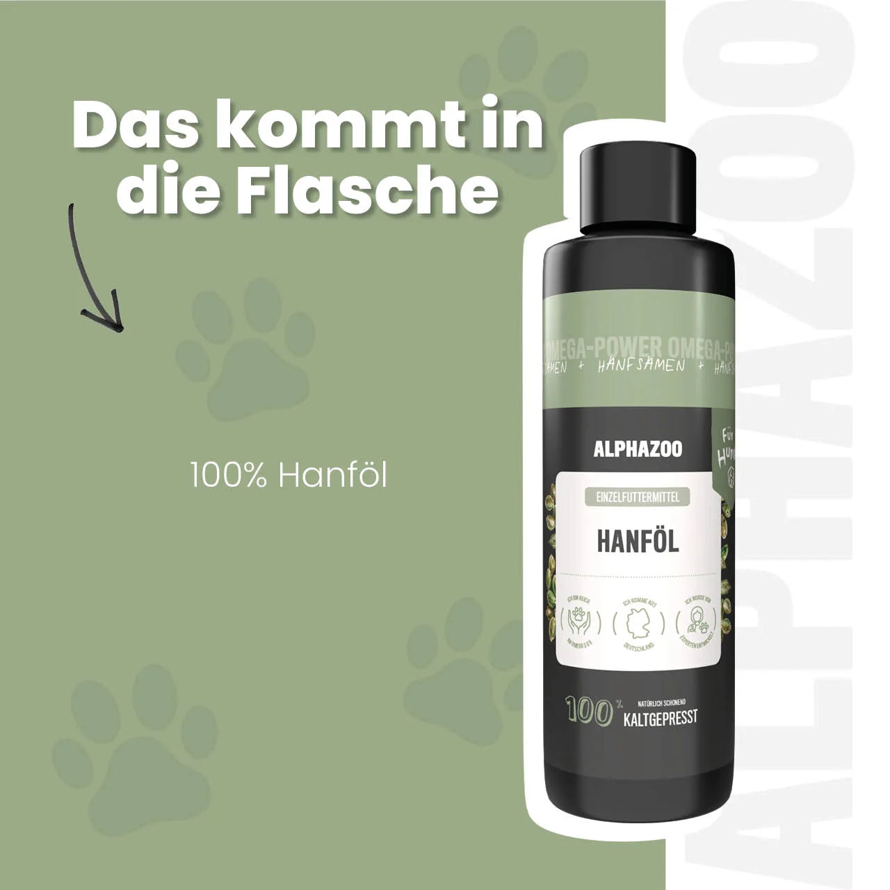 Hanföl für Hunde – kaltgepresst, optimales Omega-3/6-Verhältnis, 100ml & 250ml