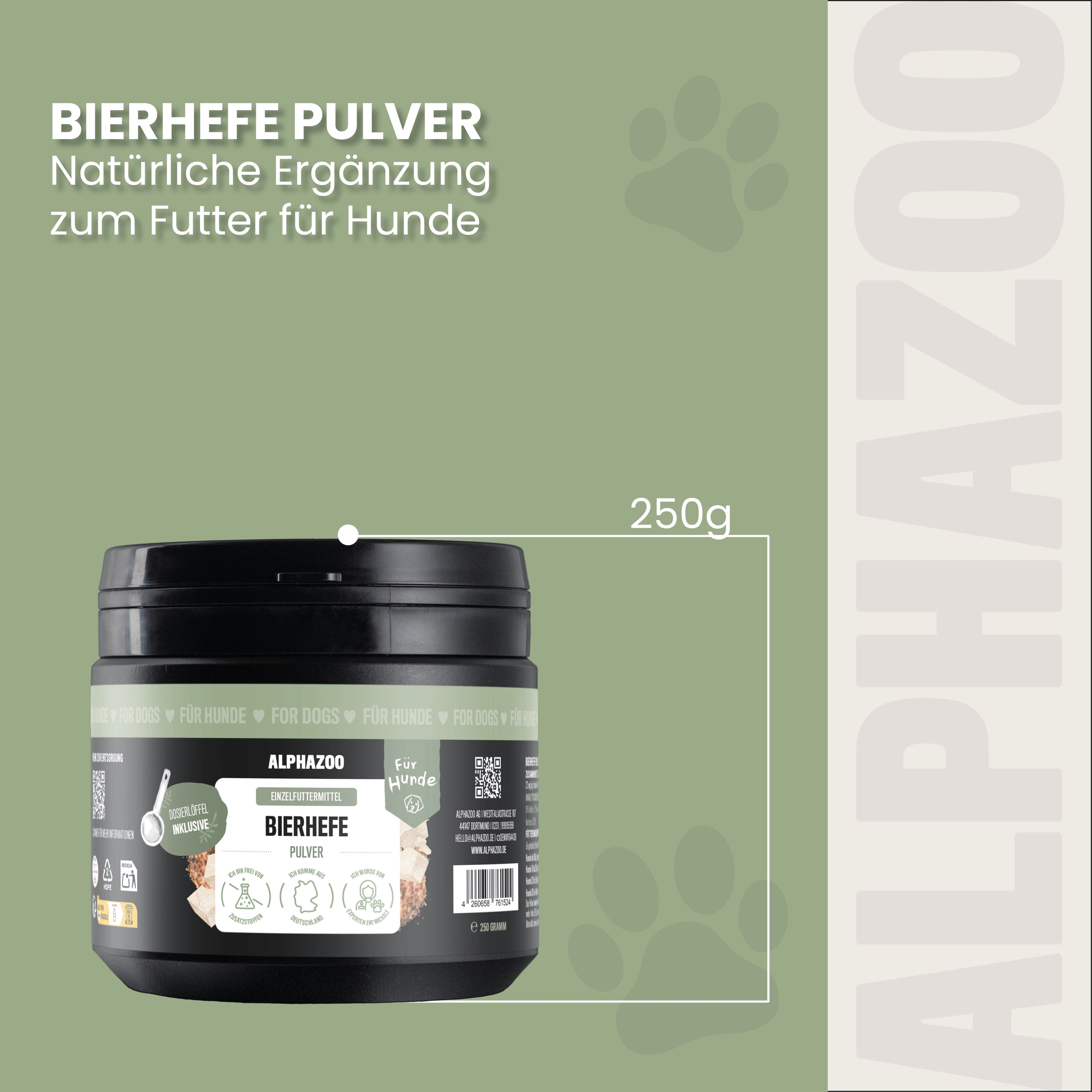 Bierhefe Pulver für Hunde & Katzen – natürliche B-Vitamine & Biotin für Fell & Haut