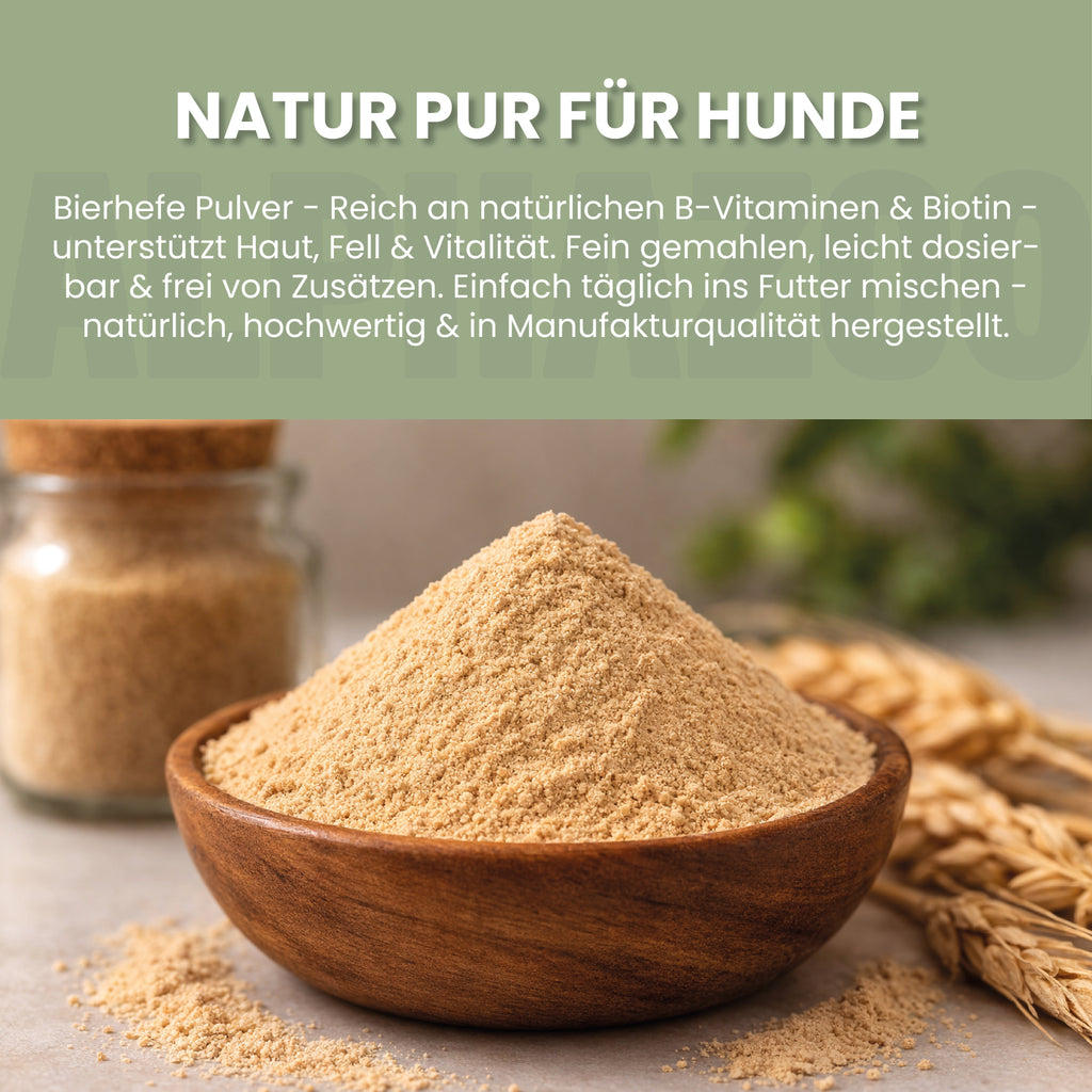 Bierhefe Pulver für Hunde & Katzen – natürliche B-Vitamine & Biotin für Fell & Haut