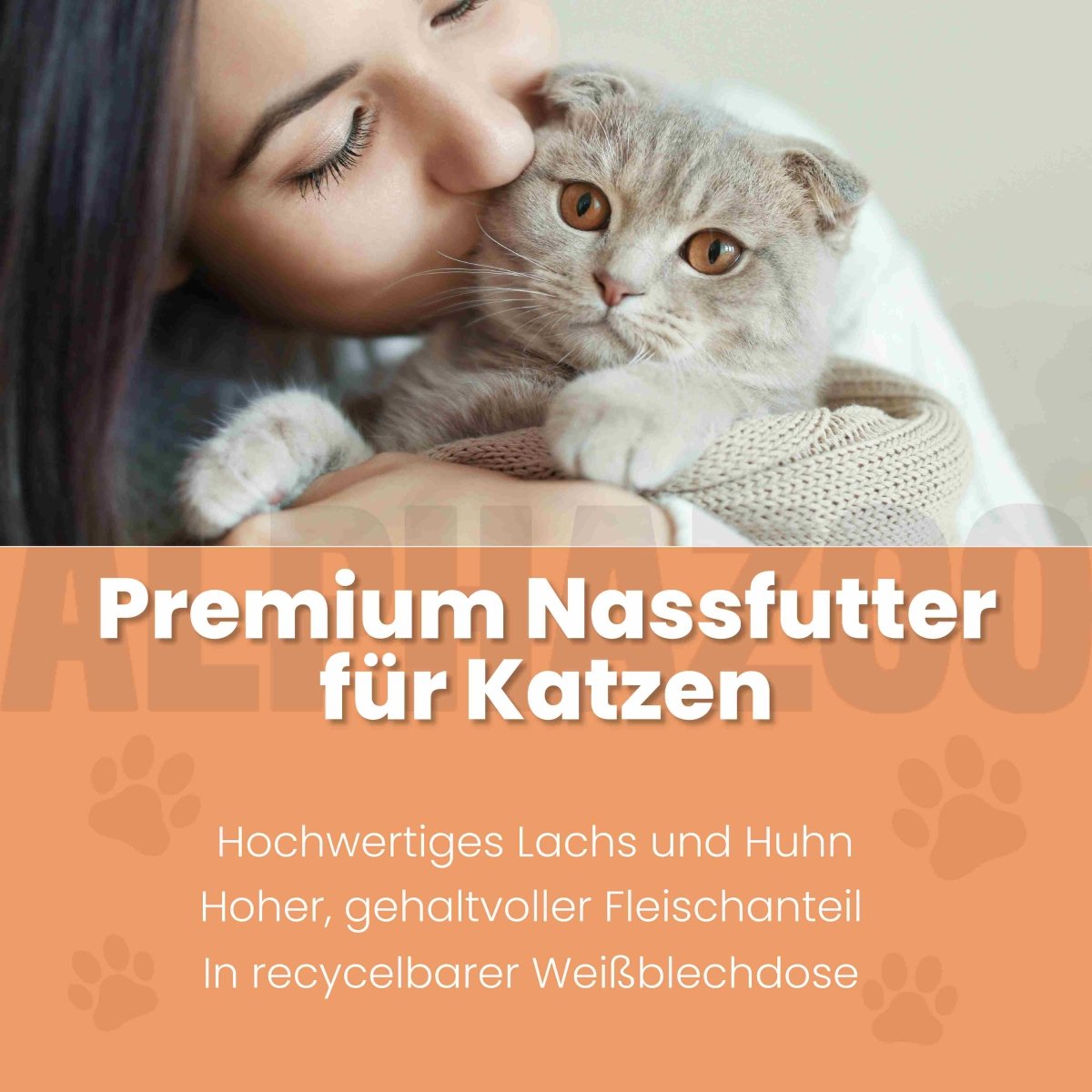 Lachs + Huhn Nassfutter für Katzen – 65% Fleisch, mit Lachsöl, Zucchini & Katzenminze