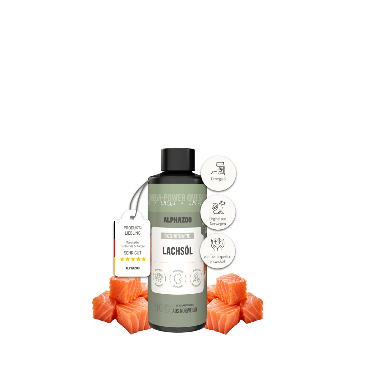 Lachsöl für Katzen – EPA & DHA aus norwegischem Lachs, 100ml & 250ml