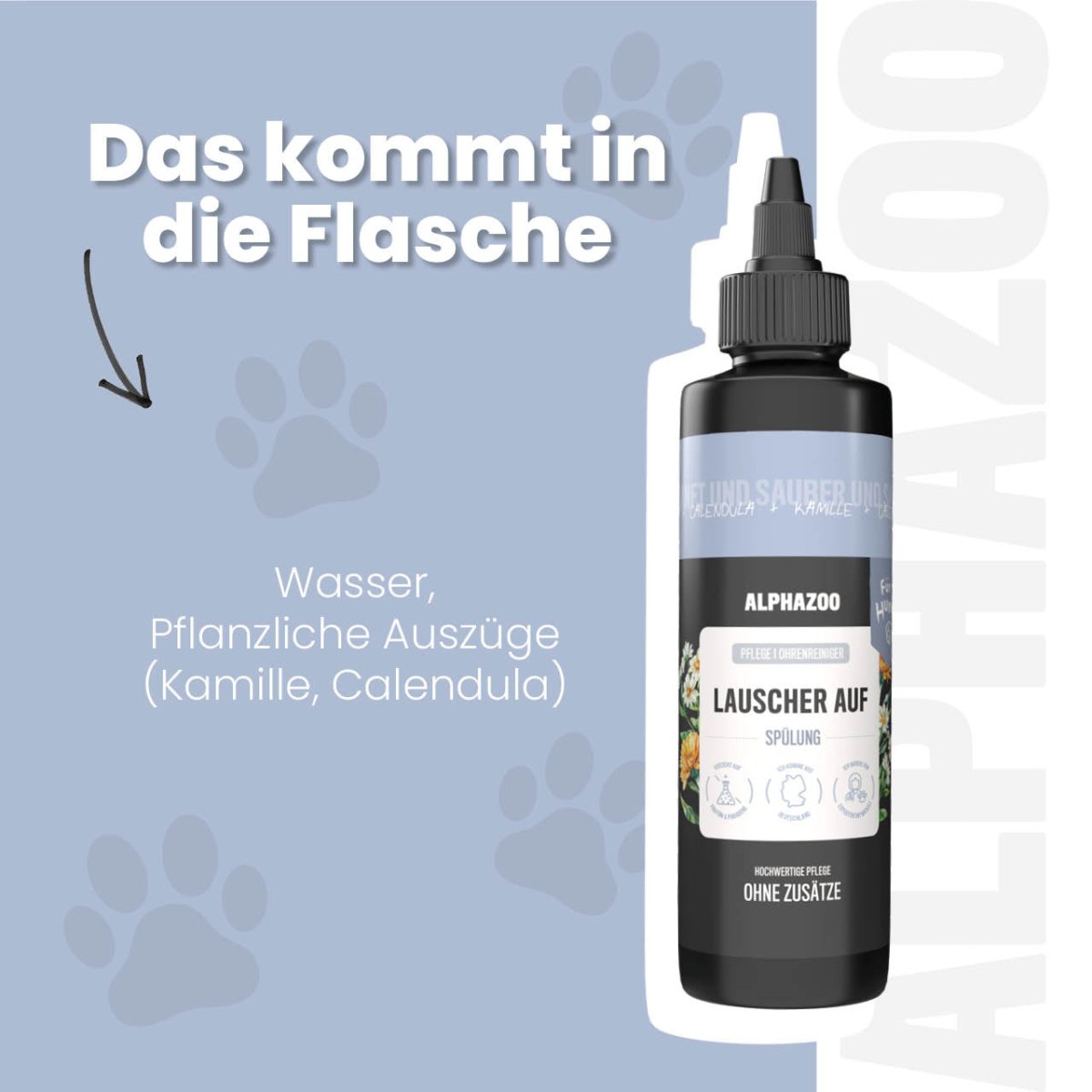 Lauscher-Auf Ohrenreiniger für Hunde – pflanzlich mit Kamille & Calendula