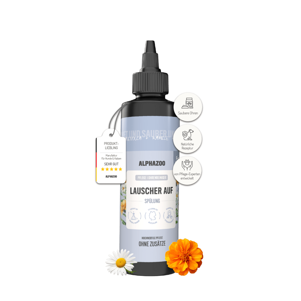 Lauscher-Auf Ohrenreiniger für Katzen – pflanzlich mit Kamille & Calendula
