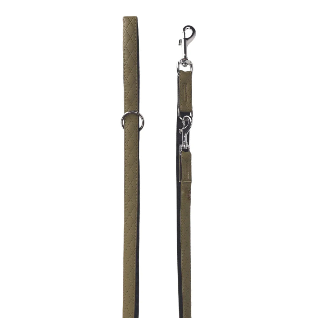 Leine Khakigrün Aus Nylon Längenverstellbar Im Rautendesign - TierVita