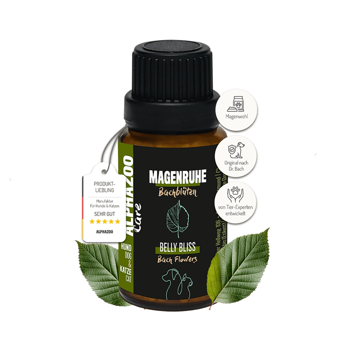 Magenruhe Bachblüten Globuli für Hunde & Katzen – 15g