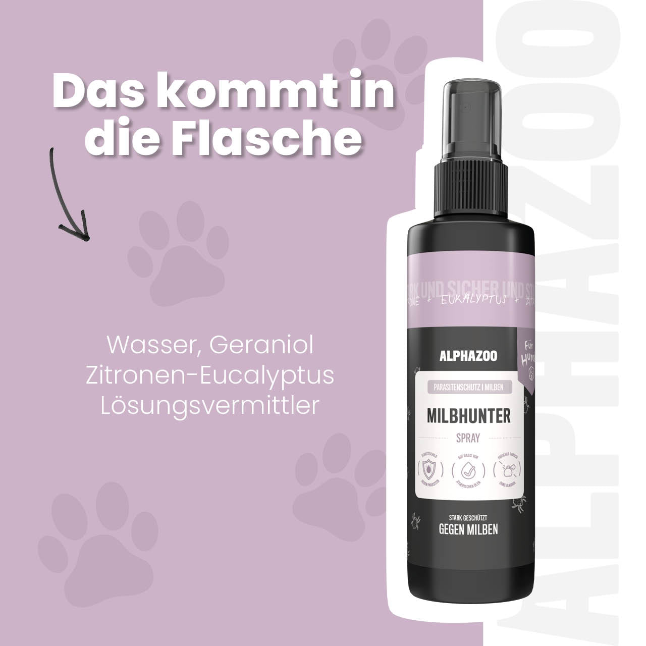MilbHunter Milbenspray für Hunde – pflanzlich mit Geraniol & Zitronen-Eukalyptus