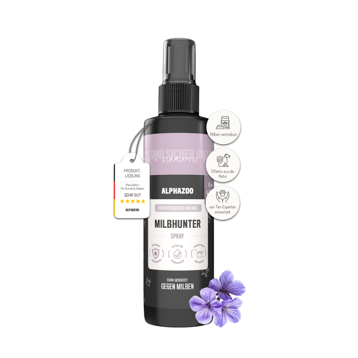 MilbHunter Milbenspray für Hunde – pflanzlich mit Geraniol & Zitronen-Eukalyptus
