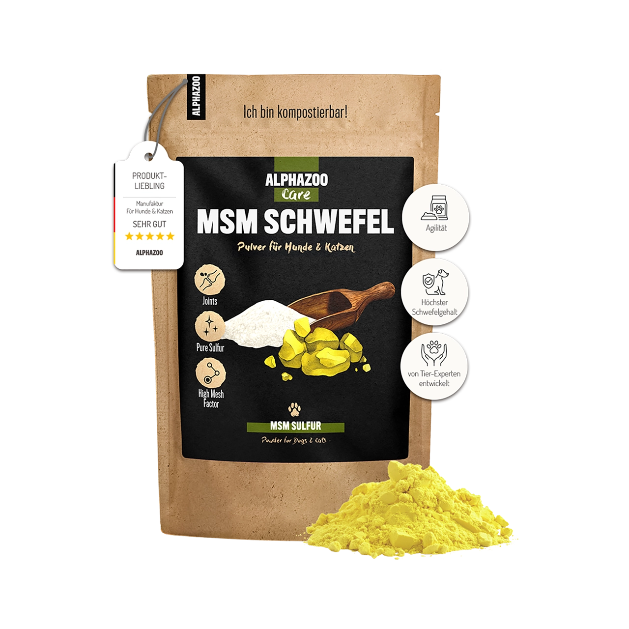 MSM Pulver für Hunde & Katzen – organischer Schwefel für Gelenke & Fell
