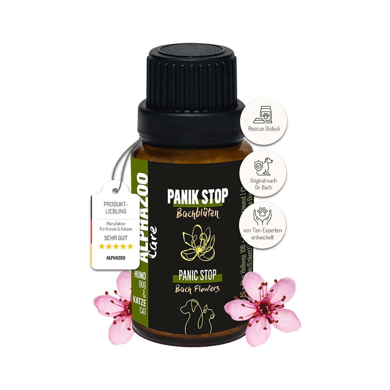 Panik Stop Bachblüten Globuli für Hunde & Katzen – 15g